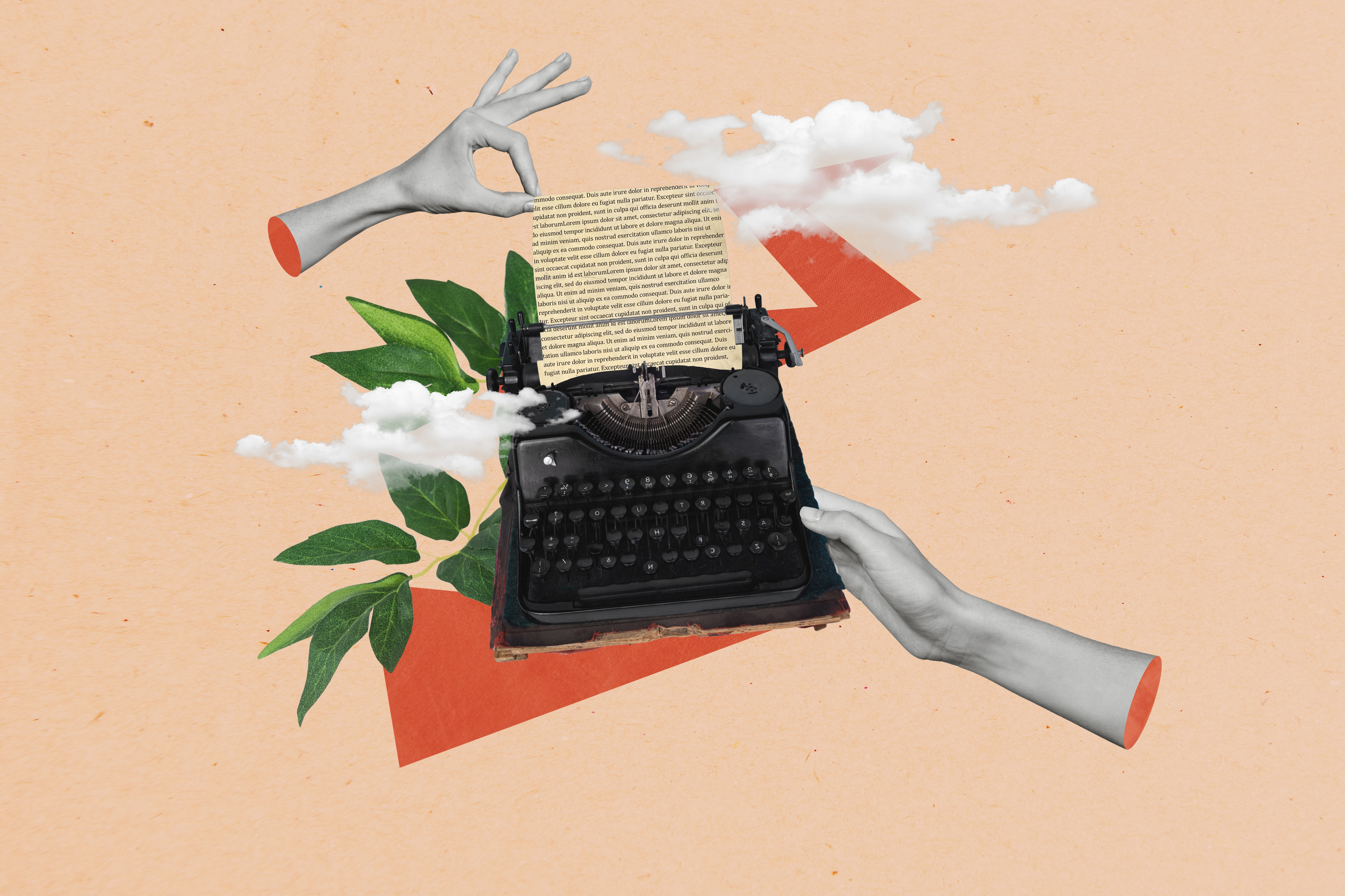 Typewriter Hands And Clouds (1)