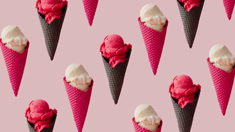 Ice Cream Pink Waffle Cones