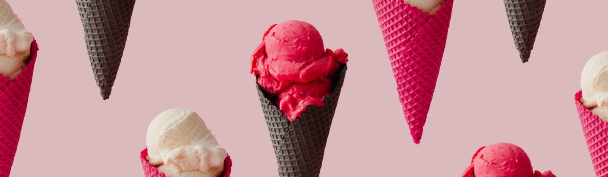 Ice Cream Pink Waffle Cones 1200X350