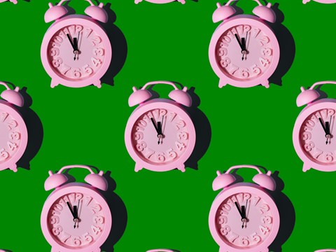 Repeat Alarm Clocks Pink On Green