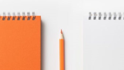 Orange Pad With Pencil On White 580X190