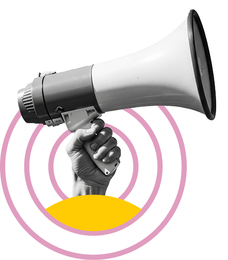 a hand holding a megaphone